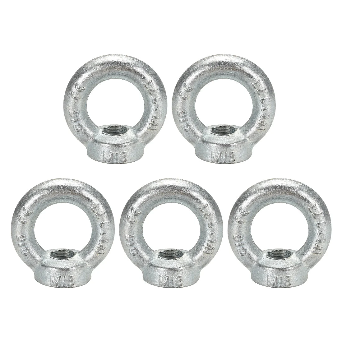 Uxcell M16 Thread C15 Carbon Steel Zinc Plated DIN582 Lifting Ring Eye Nut 5pcs