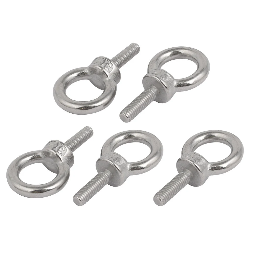 5 Pcs M6x20mm Thread 16mm Inside Dia 27mm Outside Dia 304 Stainless Steel Lifting Eye Bolt