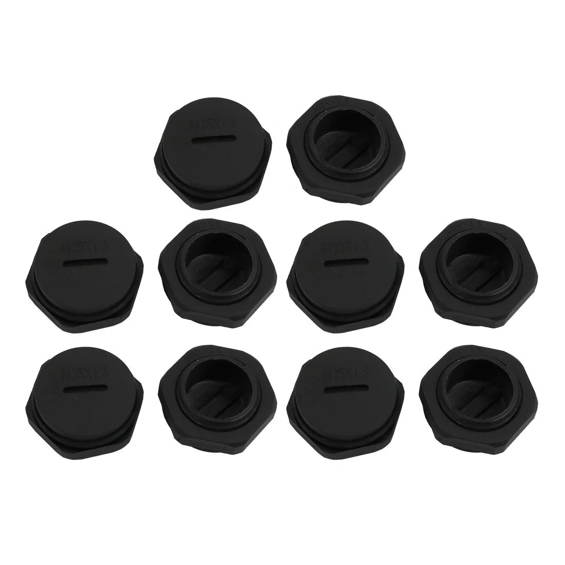 10Pc M25 x 1.5mm Nylon Male Threaded Cable Gland Cap Round Screw-in Cover Black