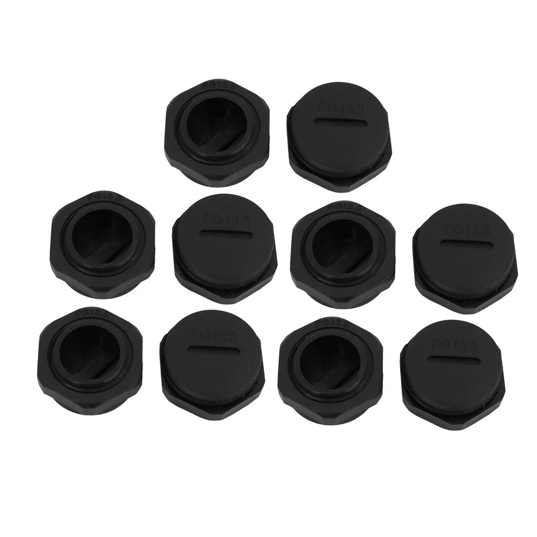 10pcs PG13.5 Nylon Male Threaded Cable Gland Cap Round Screw-in Cover Black