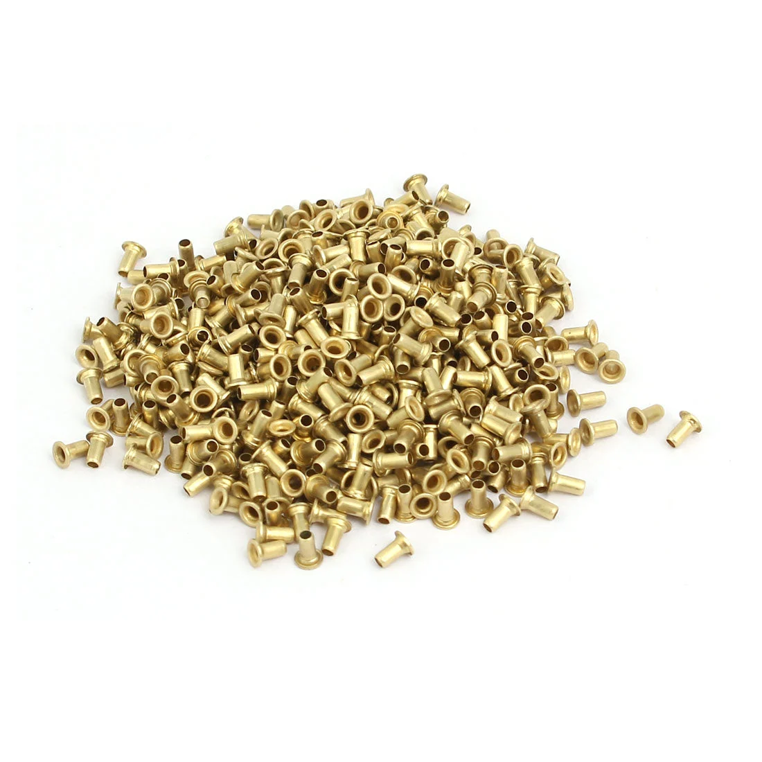 1000pcs M1.3x2.5mm Brass Plated Metal Hollow Eyelets Rivets Gold Tone