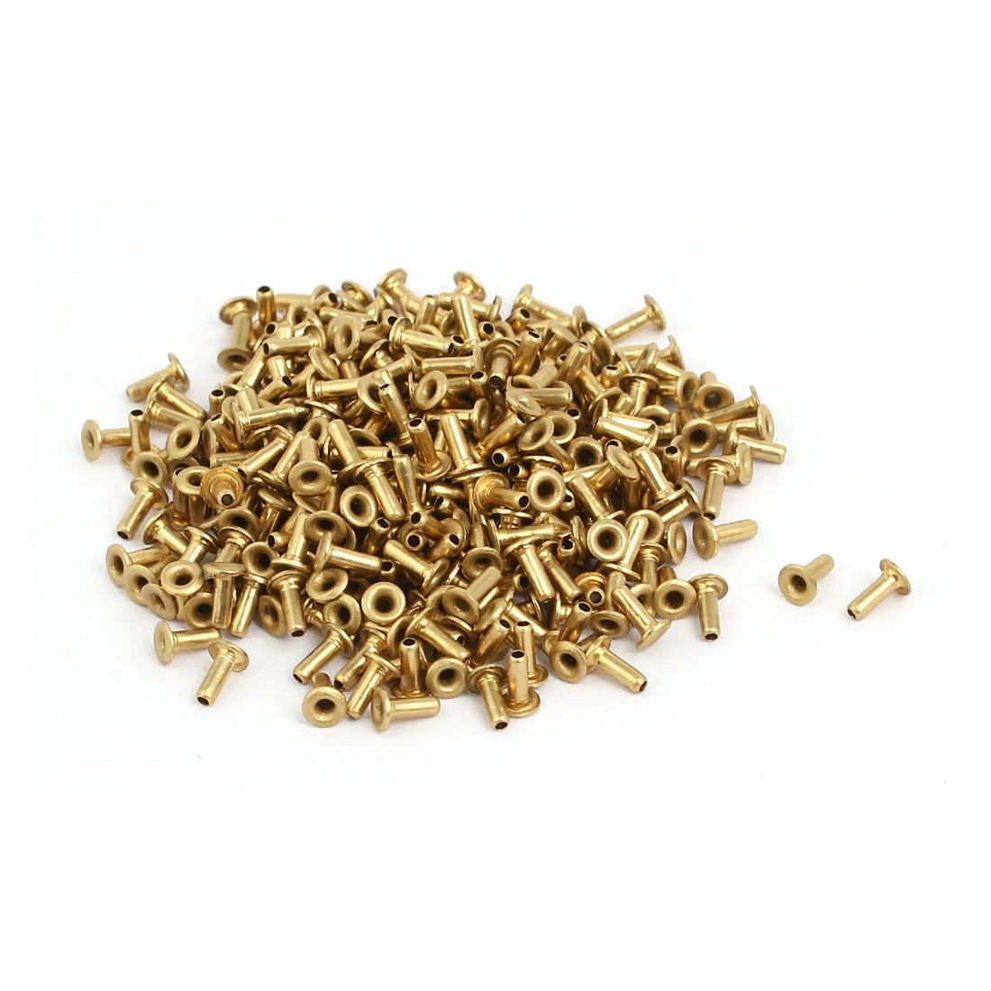 500pcs M1.5x4mm Brass Plated Metal Hollow Eyelets Rivets Gold Tone