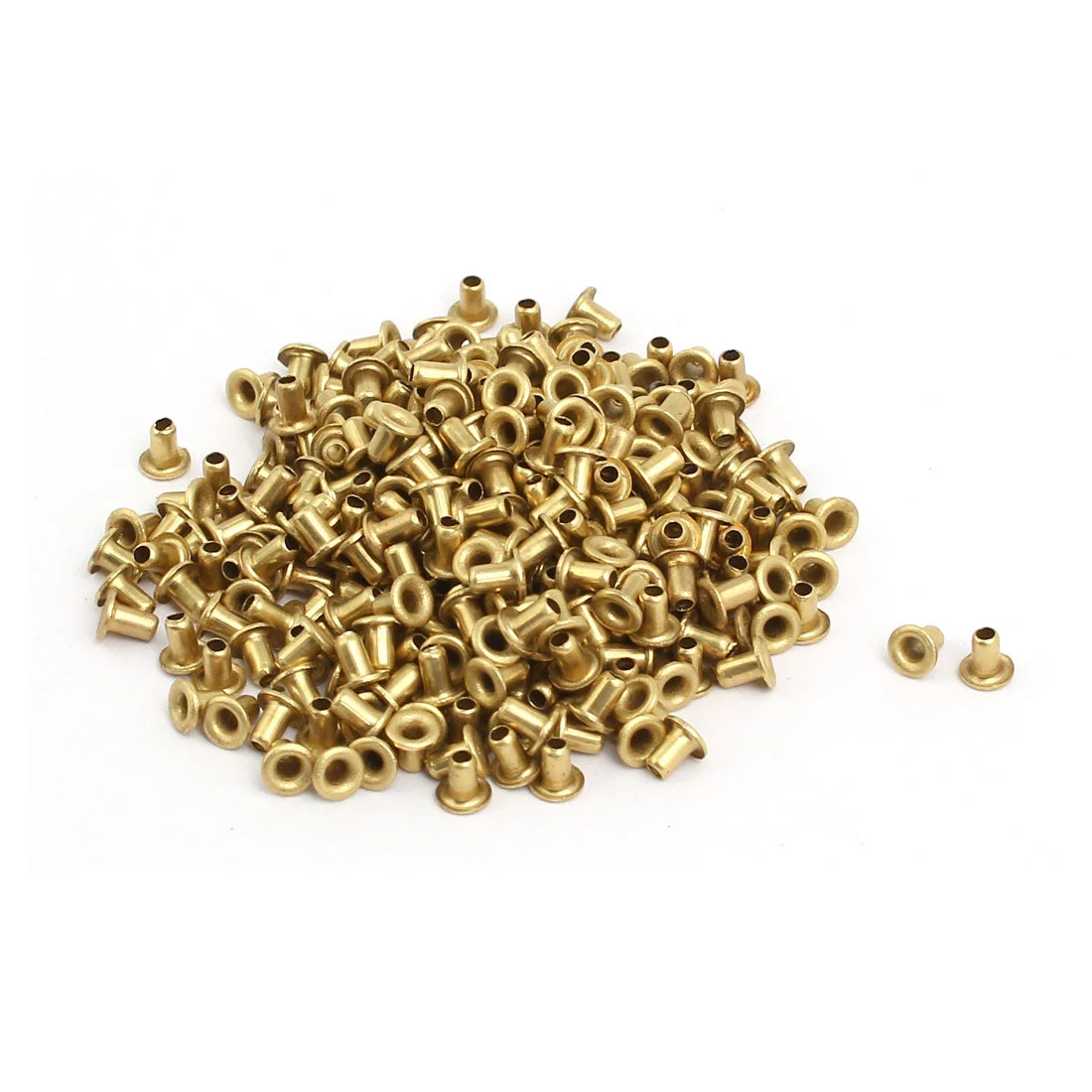 500pcs M1.7x2.5mm Brass Plated Metal Hollow Eyelets Rivets Gold Tone