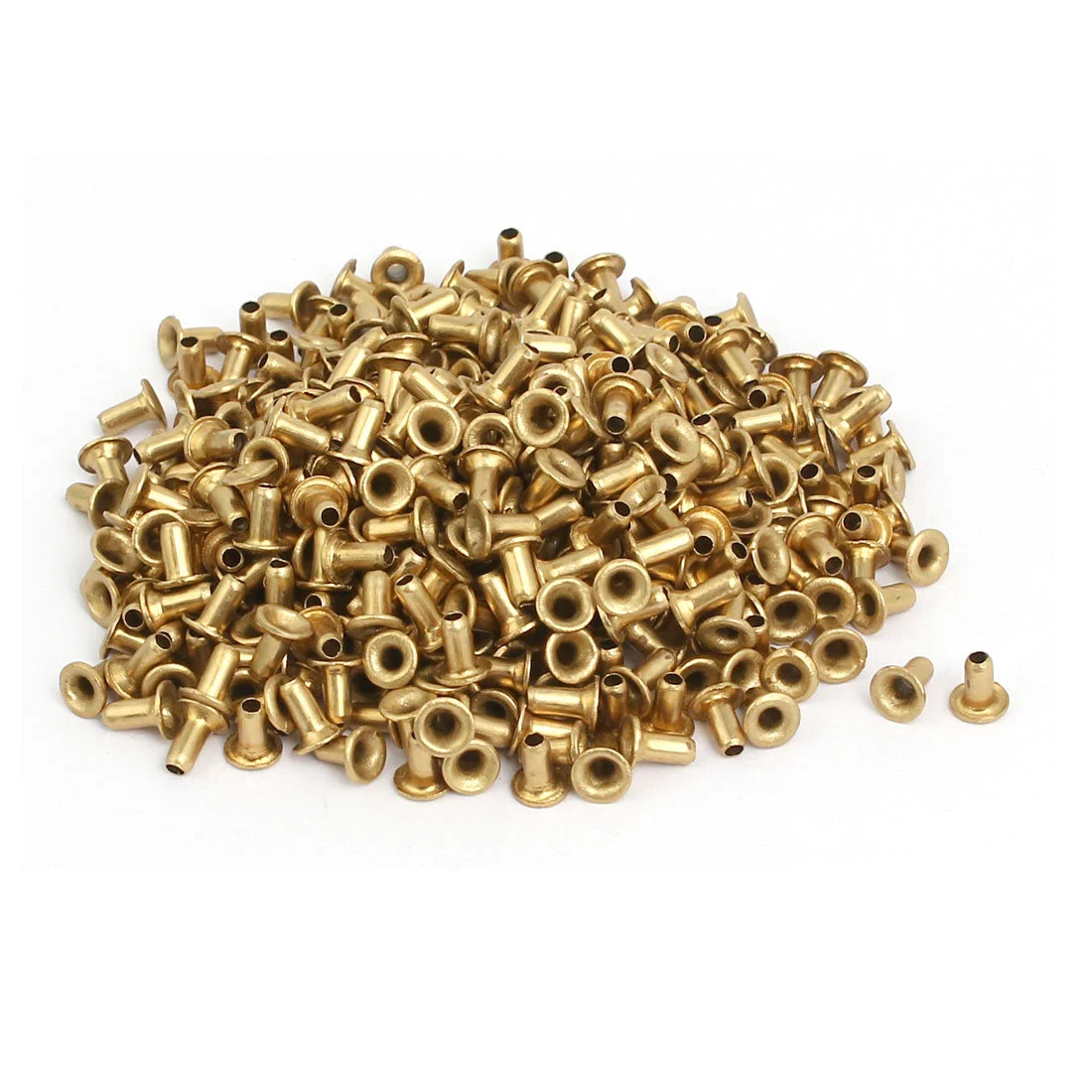 500pcs M2x4mm Brass Plated Metal Hollow Eyelets Rivets Gold Tone