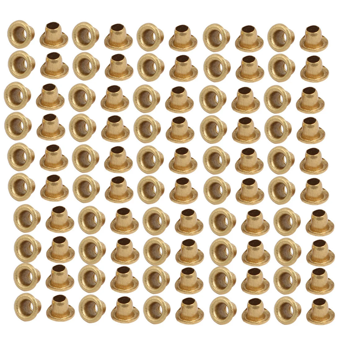 100pcs M2.5 x 2.5mm Brass Plated Metal Hollow Eyelets Rivets Gold Tone
