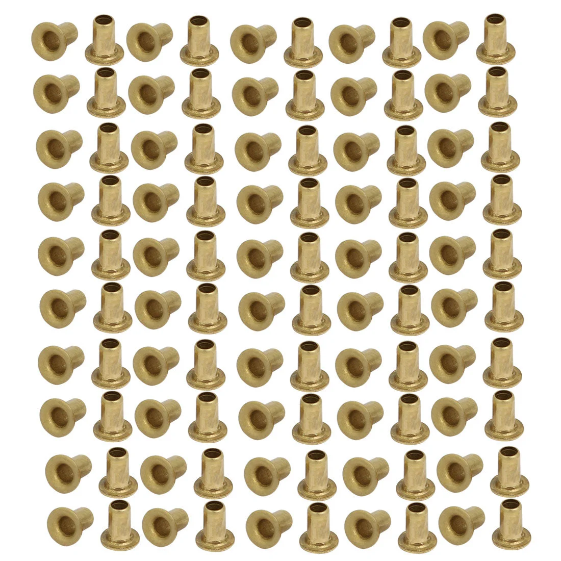 100pcs M2.5 x 4mm Brass Plated Metal Hollow Eyelets Rivets Gold Tone
