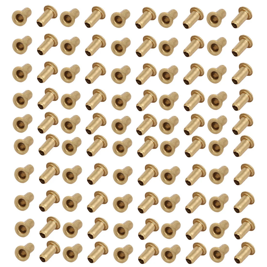 100pcs M2.5 x 5mm Brass Plated Metal Hollow Eyelets Rivets Gold Tone