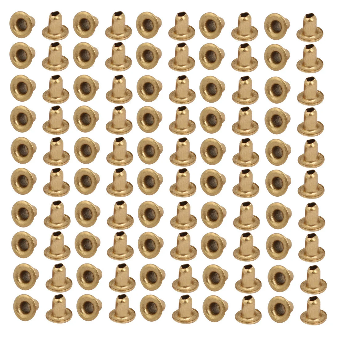 100pcs M2x3mm Brass Plated Metal Hollow Eyelets Rivets Gold Tone