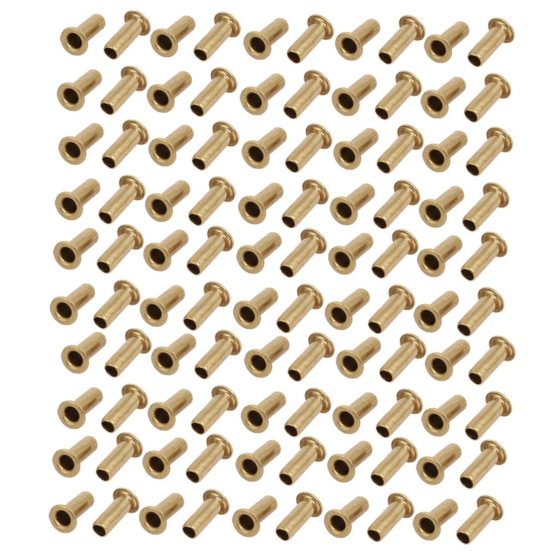 100pcs M3 x 8mm Brass Plated Metal Hollow Eyelets Rivets Gold Tone
