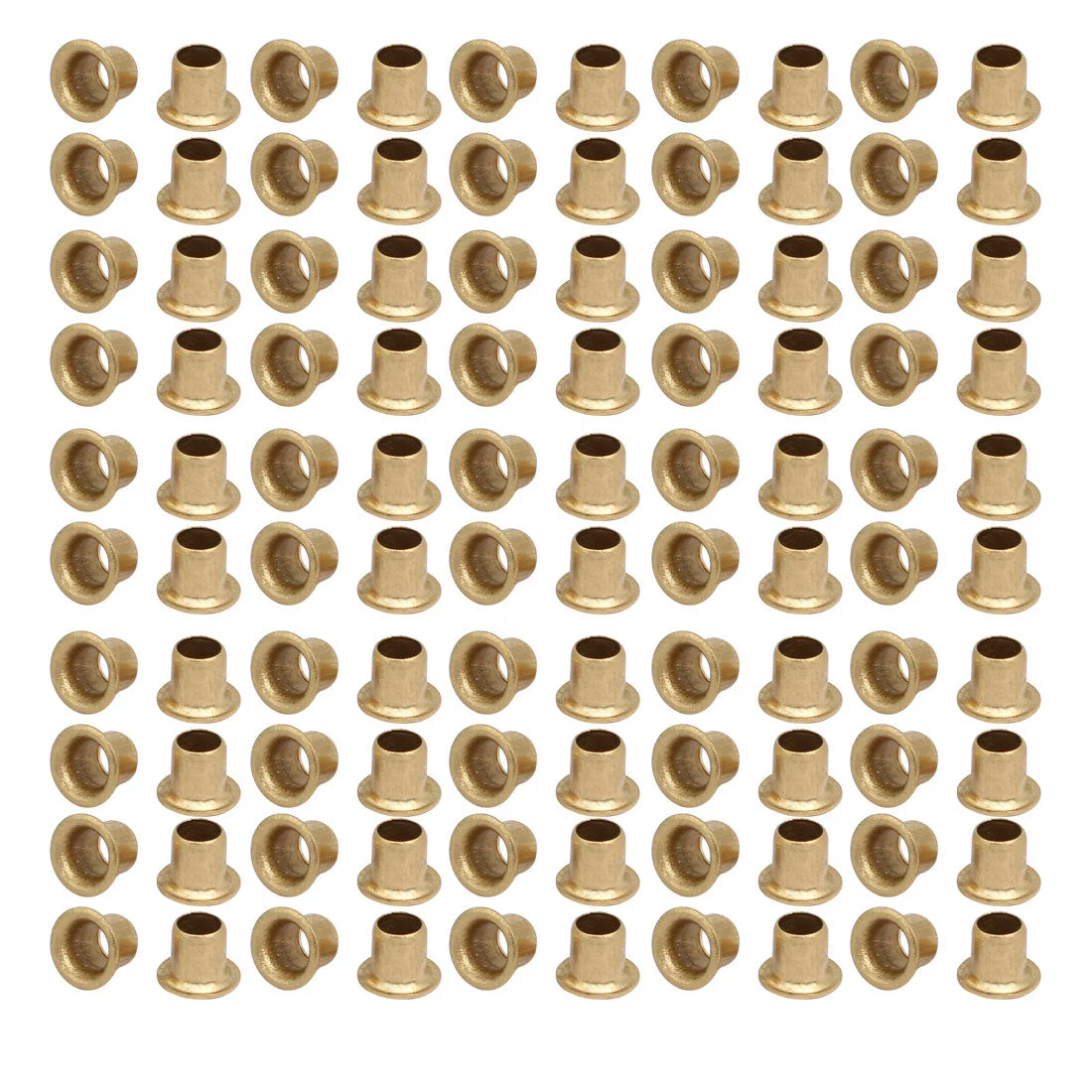 100pcs M4 x 4mm Brass Plated Metal Hollow Eyelets Rivets Gold Tone