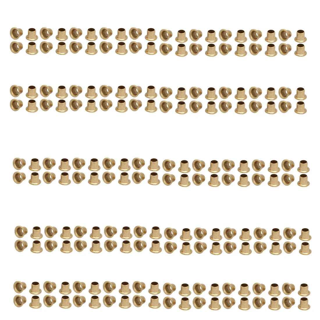 200pcs M4 x 4mm Brass Plated Metal Hollow Eyelets Rivets Gold Tone