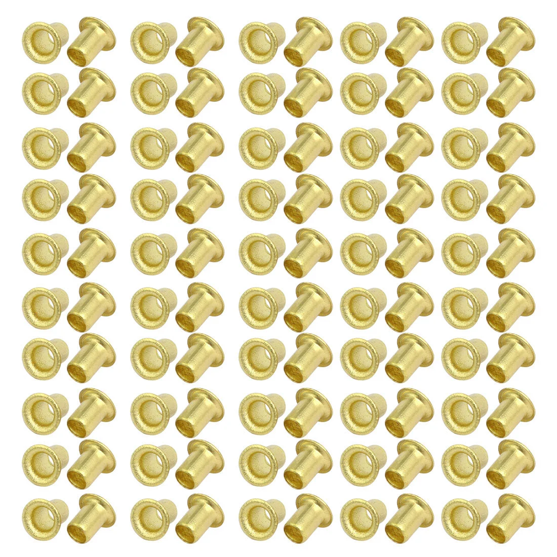 100pcs M5 x 7mm Brass Plated Metal Hollow Eyelets Rivets Gold Tone