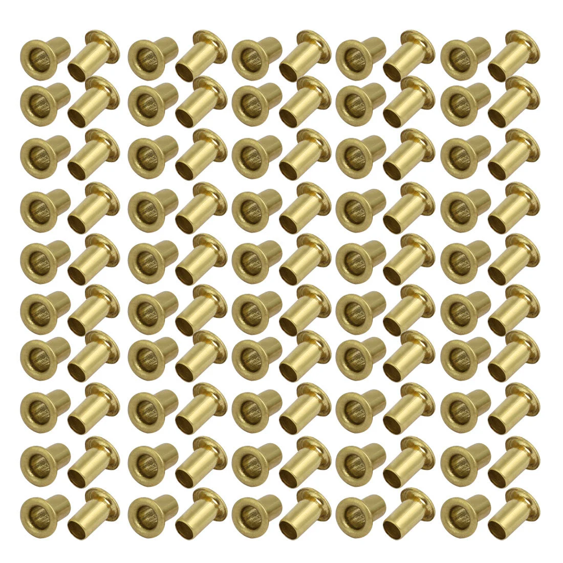 100pcs M5 x 8mm Brass Plated Metal Hollow Eyelets Rivets Gold Tone