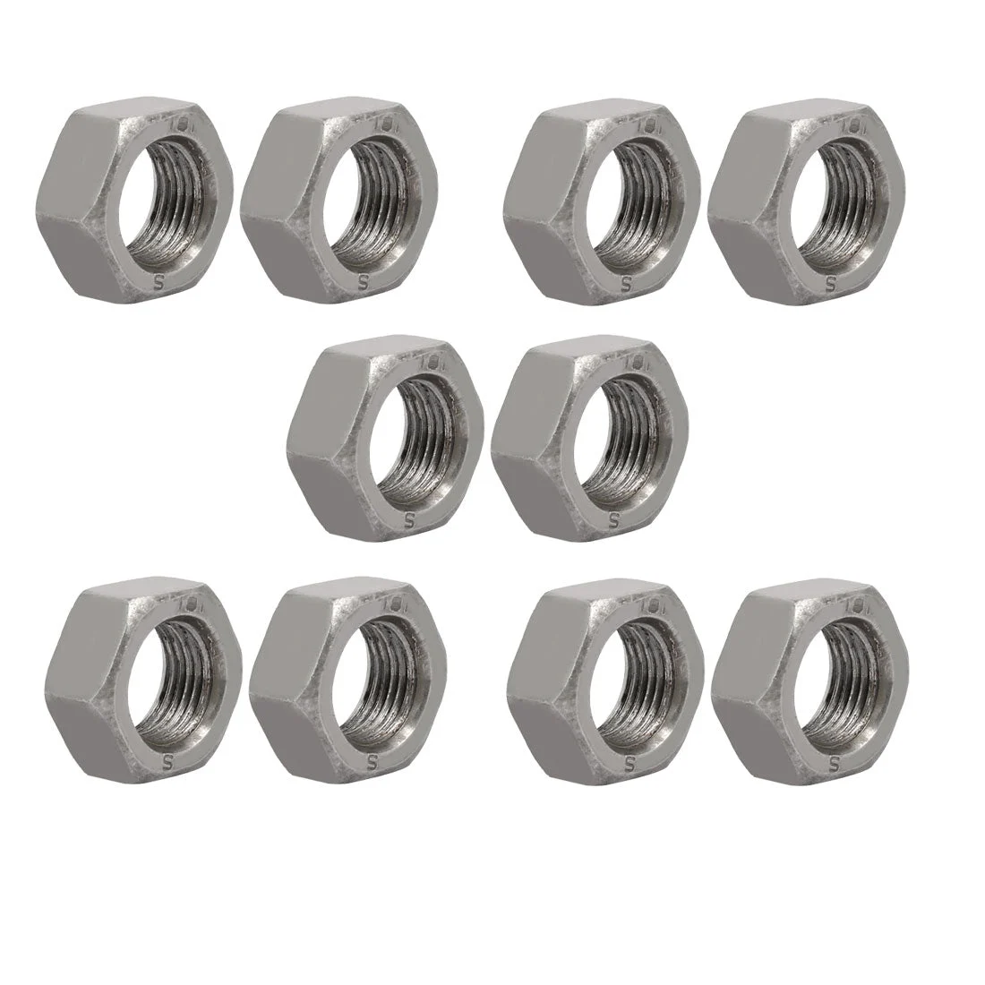 10pcs M16 x 1.5mm Pitch Metric Fine Thread Carbon Steel Left Hand Hex Nuts