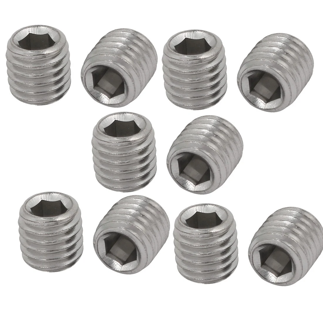 Uxcell 10 Pcs M10 x 10mm 304 Stainless Steel Hex Socket Drive Flat Point Grub Screw
