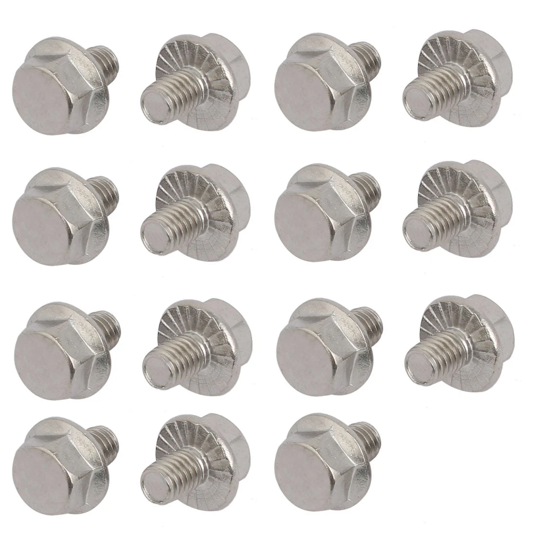 M6x8mm Thread 304 Stainless Steel Hex Head Serrated Flange Screw Bolt 15pcs