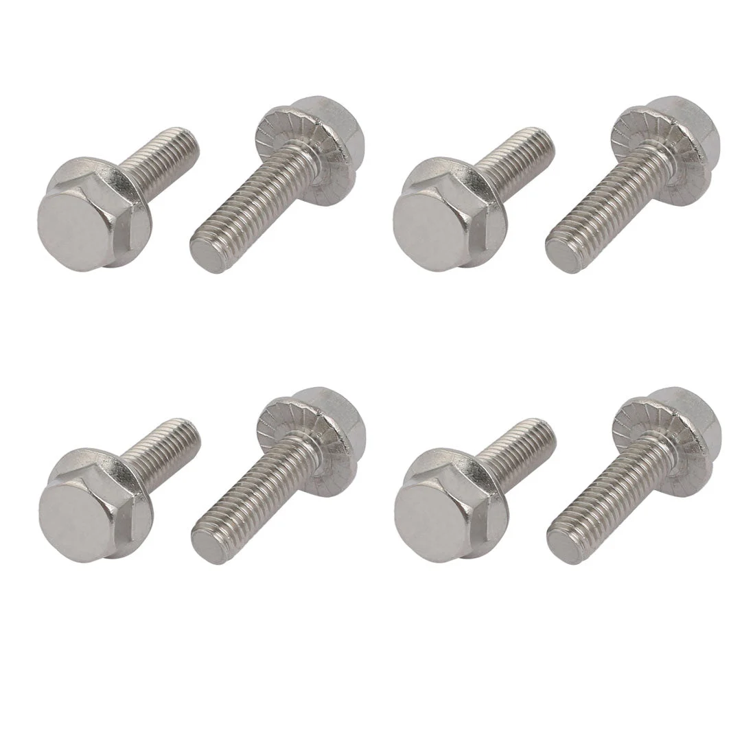 M6x20mm Thread 304 Stainless Steel Hex Head Serrated Flange Screw Bolt 8pcs