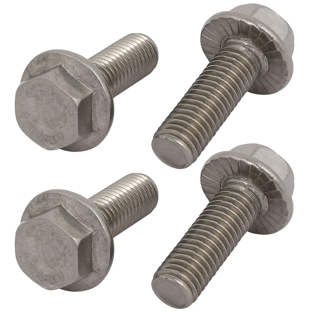 4Pcs M10 x 30mm Thread 304 Stainless Steel Hex Serrated Head Flange Screw Bolt