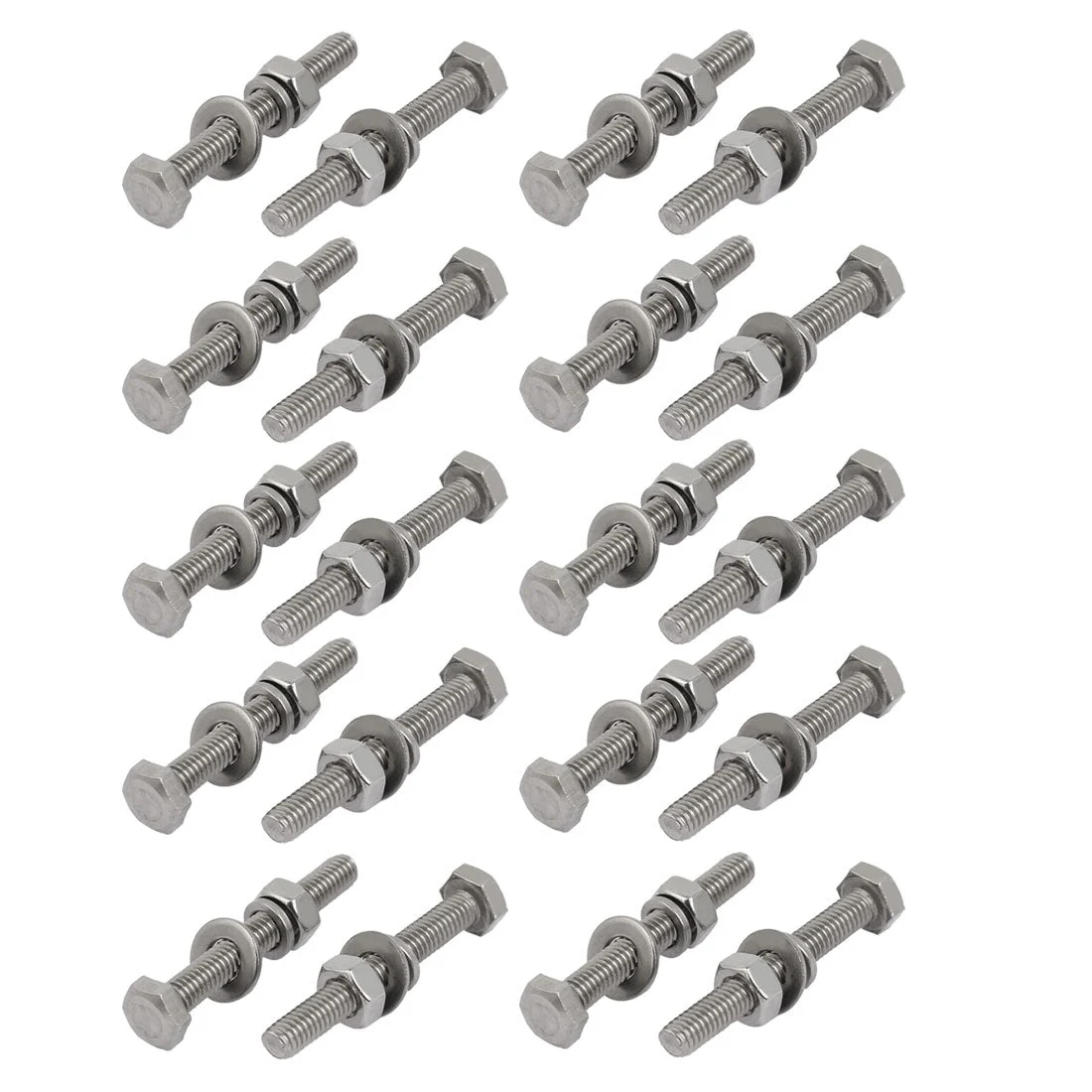 20pcs 304 Stainless Steel M4x30mm Hex Bolts w Nuts and Washers Assortment Kit