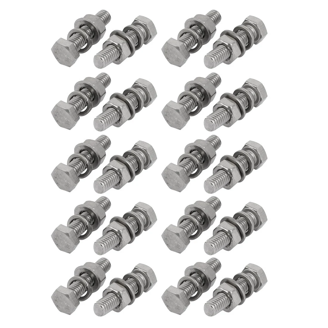 20pcs 304 Stainless Steel M6x25mm Hex Bolts w Nuts and Washers Assortment Kit