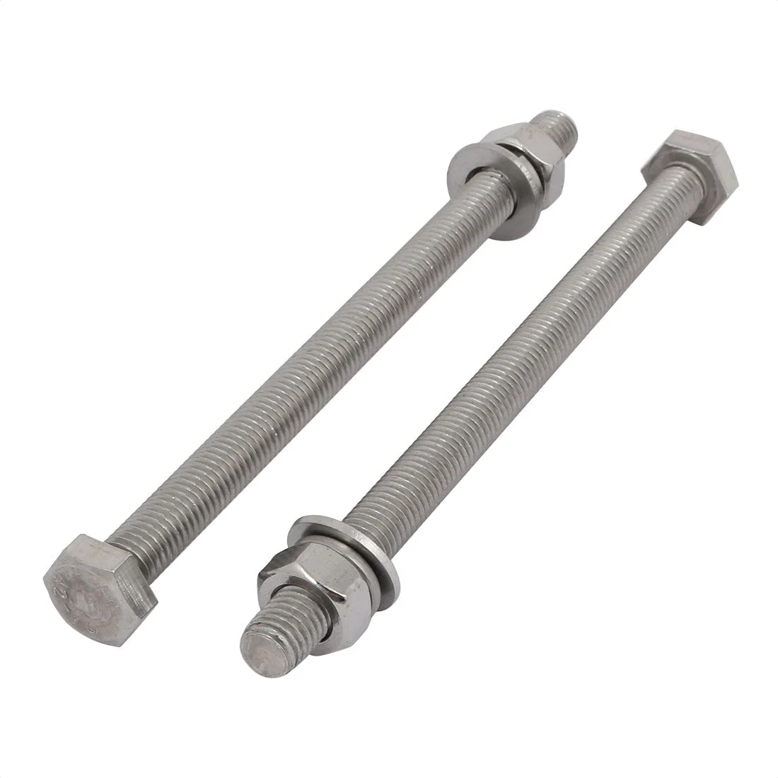 2 Set M10x150mm 304 Stainless Steel Hex Bolts w Nuts and Washers Assortment Kit
