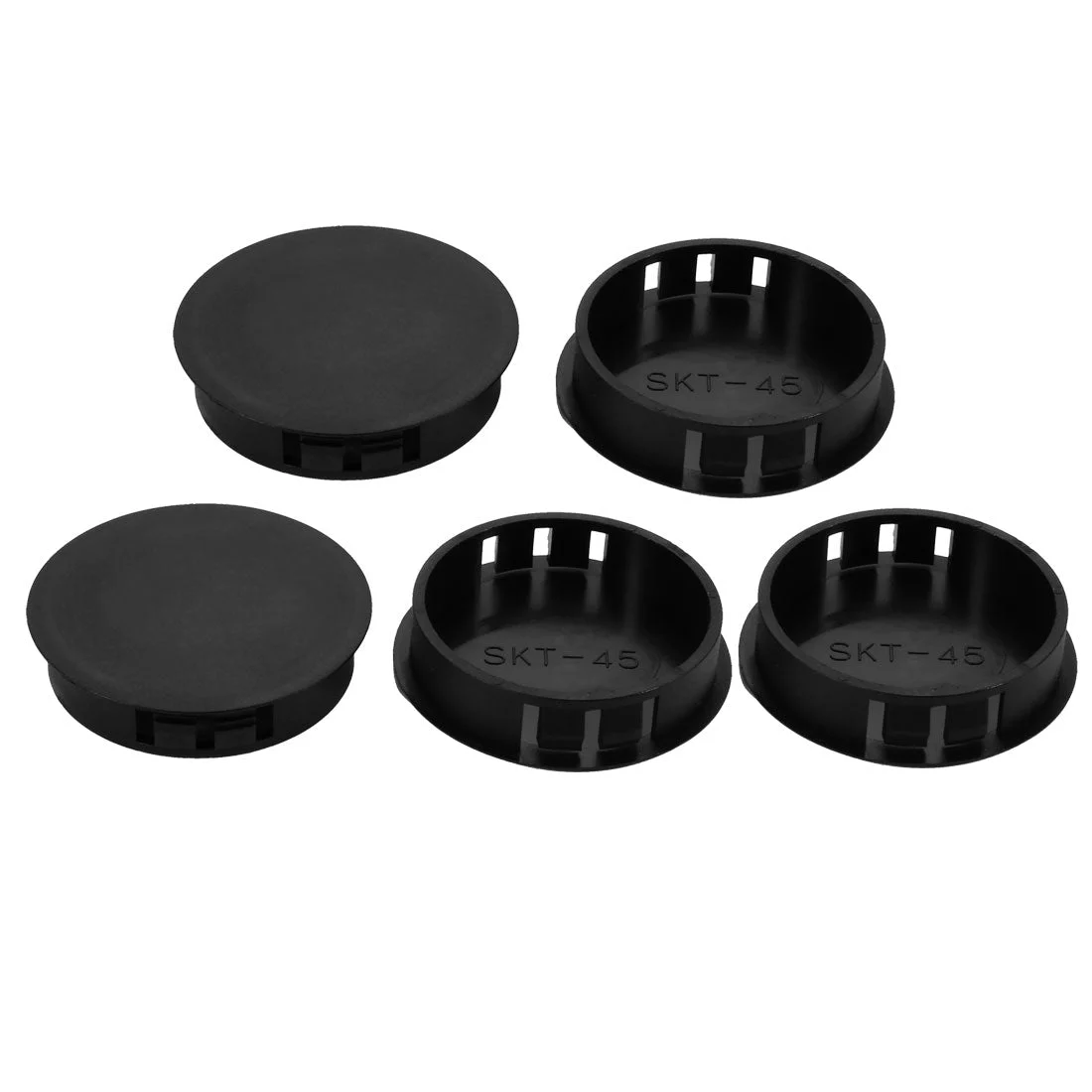 5pcs 45mm Dia Black Plastic Tubing Plug Door and Window Locking Hole Plugs