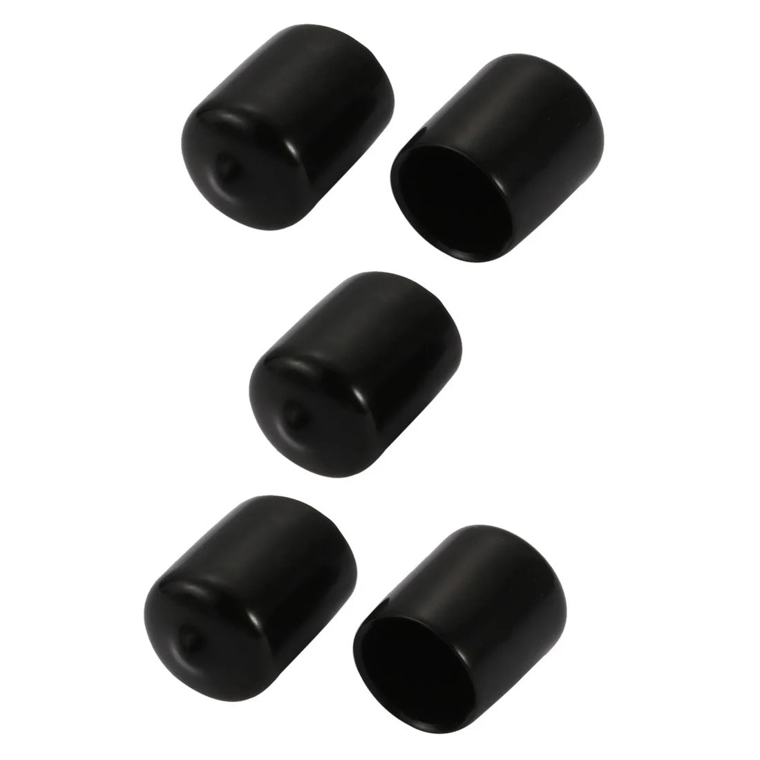 5Pcs 19mm Inner Dia PVC Flexible Vinyl End Cap Screw Thread Protector Black