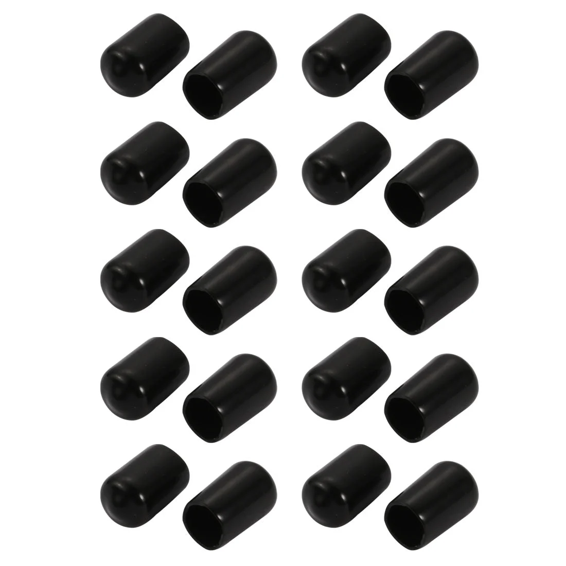 20Pcs 8mm Inner Dia PVC Flexible Vinyl End Cap Screw Thread Protector Black