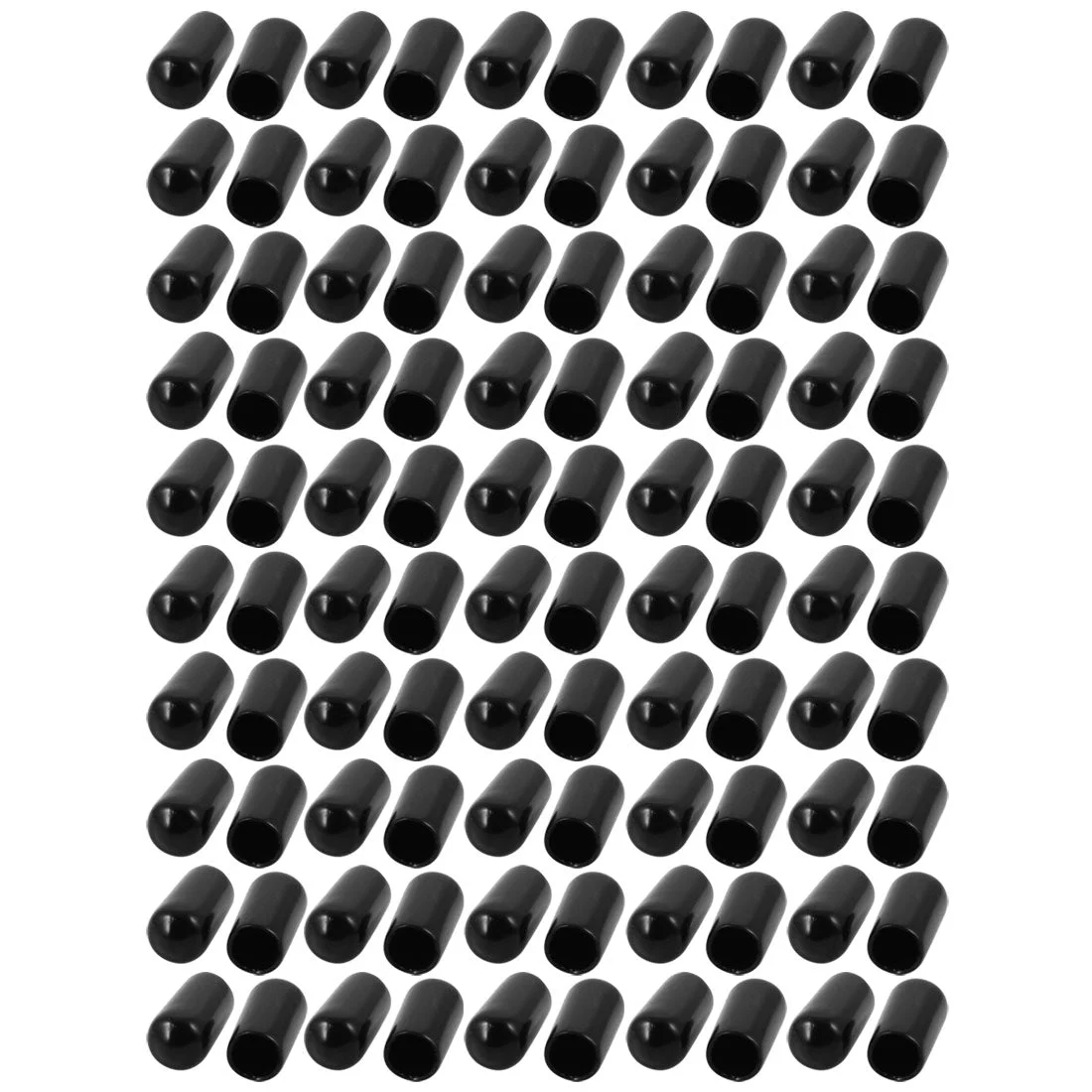 100Pcs 5.5mm Inner Dia PVC Flexible Vinyl End Cap Screw Thread Protector Cover Black