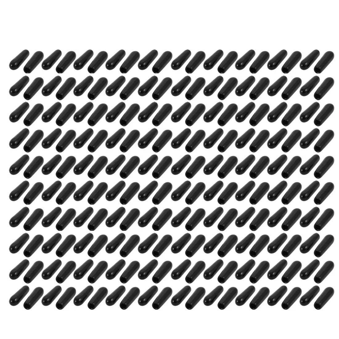 200Pcs 2mm Inner Dia PVC Flexible Vinyl End Cap Screw Thread Protector Cover Black