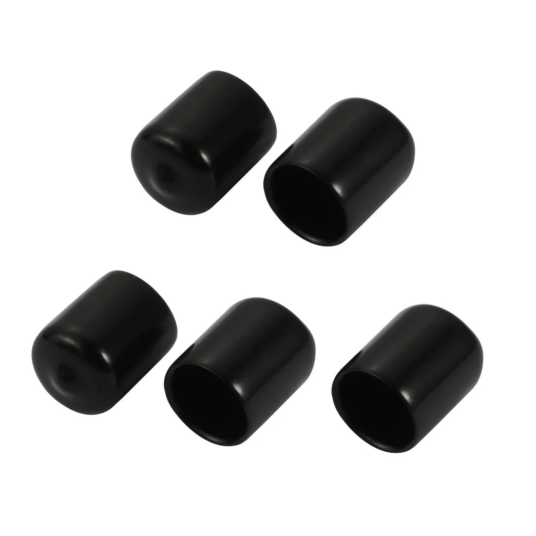 5Pcs 15mm Inner Dia PVC Flexible Vinyl End Cap Screw Protector Cover Black