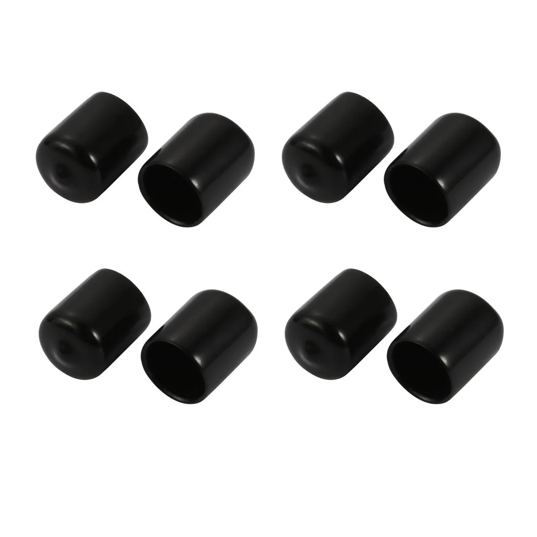 8Pcs 15mm Inner Dia PVC Flexible Vinyl End Cap Screw Protector Cover Black