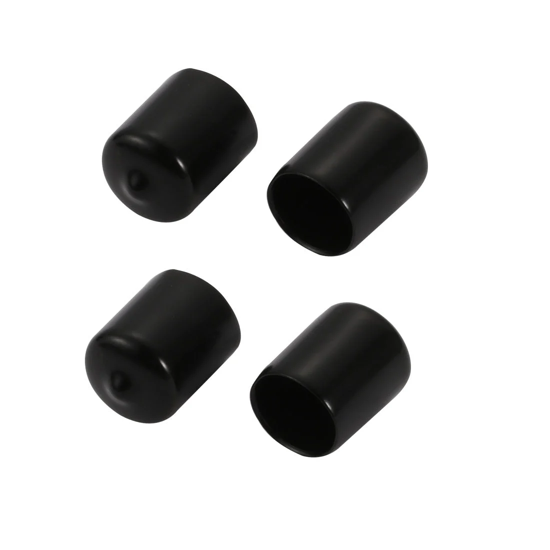 4Pcs 18mm Inner Dia PVC Flexible Vinyl End Cap Screw Protector Cover Black
