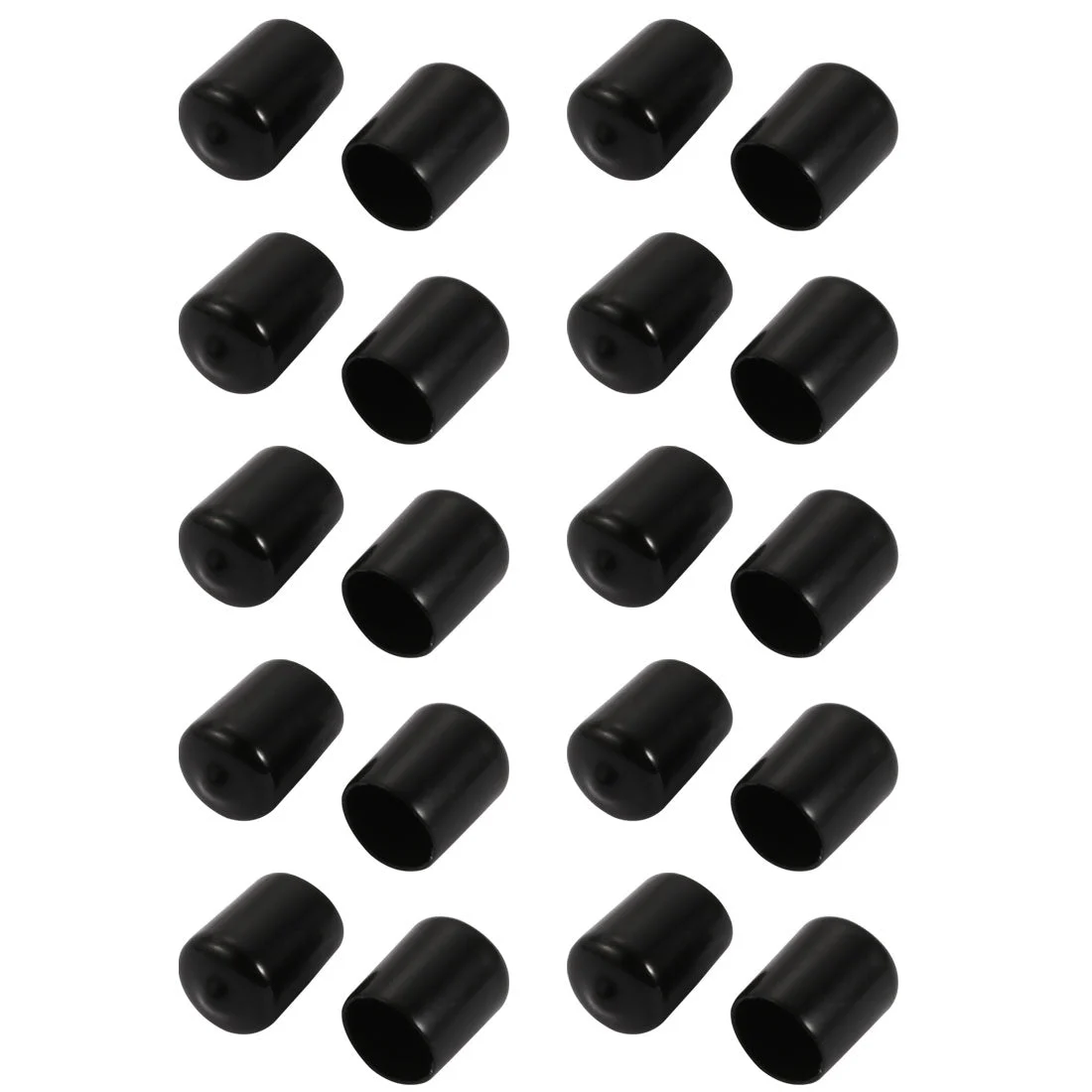 20Pcs 14mm Inner Dia PVC Flexible Vinyl End Cap Screw Protector Cover Black
