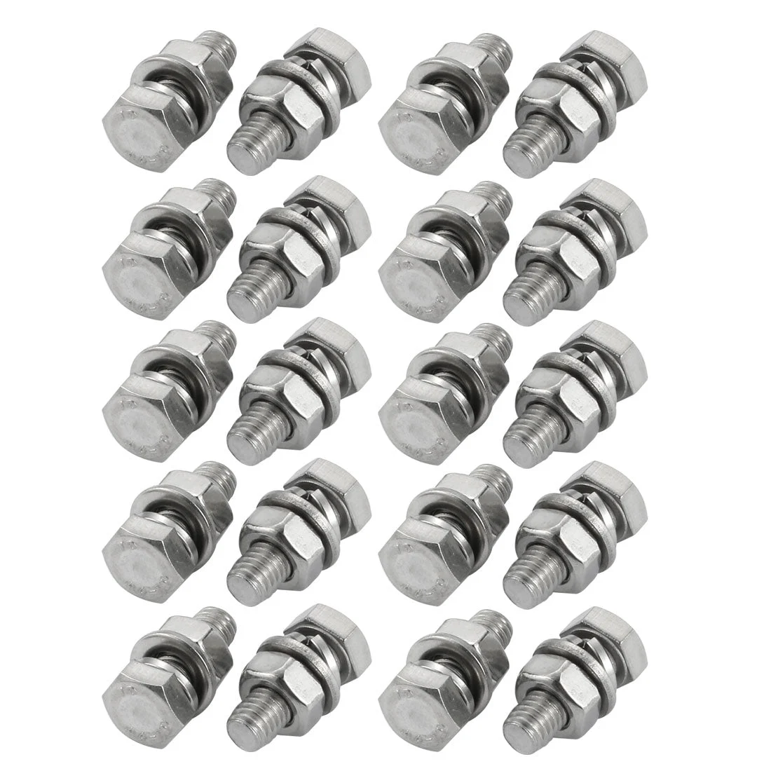 M6x20mm 316 Stainless Steel Hex Bolt w Washer Nuts Assortment Kit 20pcs