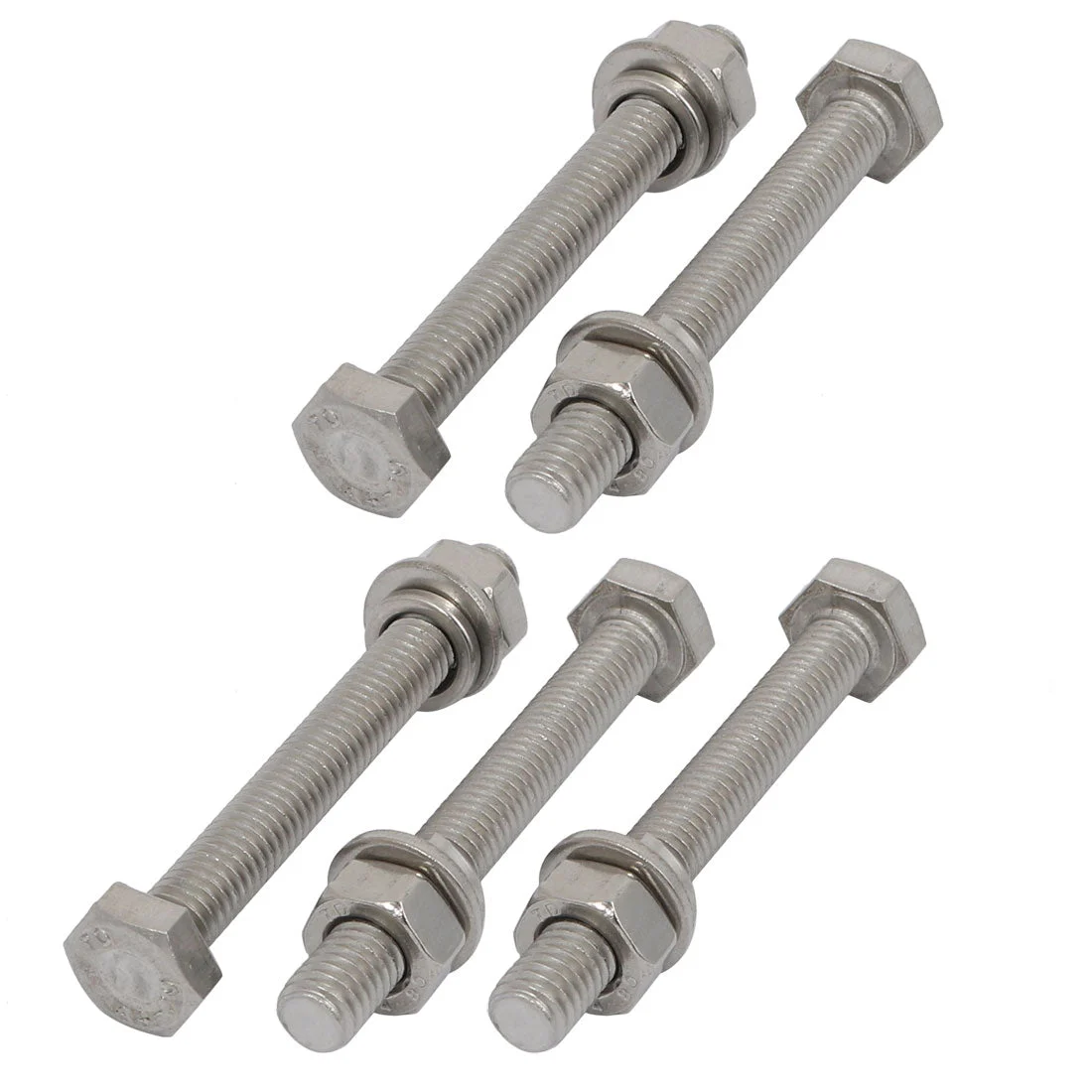 5 Set M6x50mm 316 Stainless Steel Hex Bolts w Nuts and Washers Assortment Kit