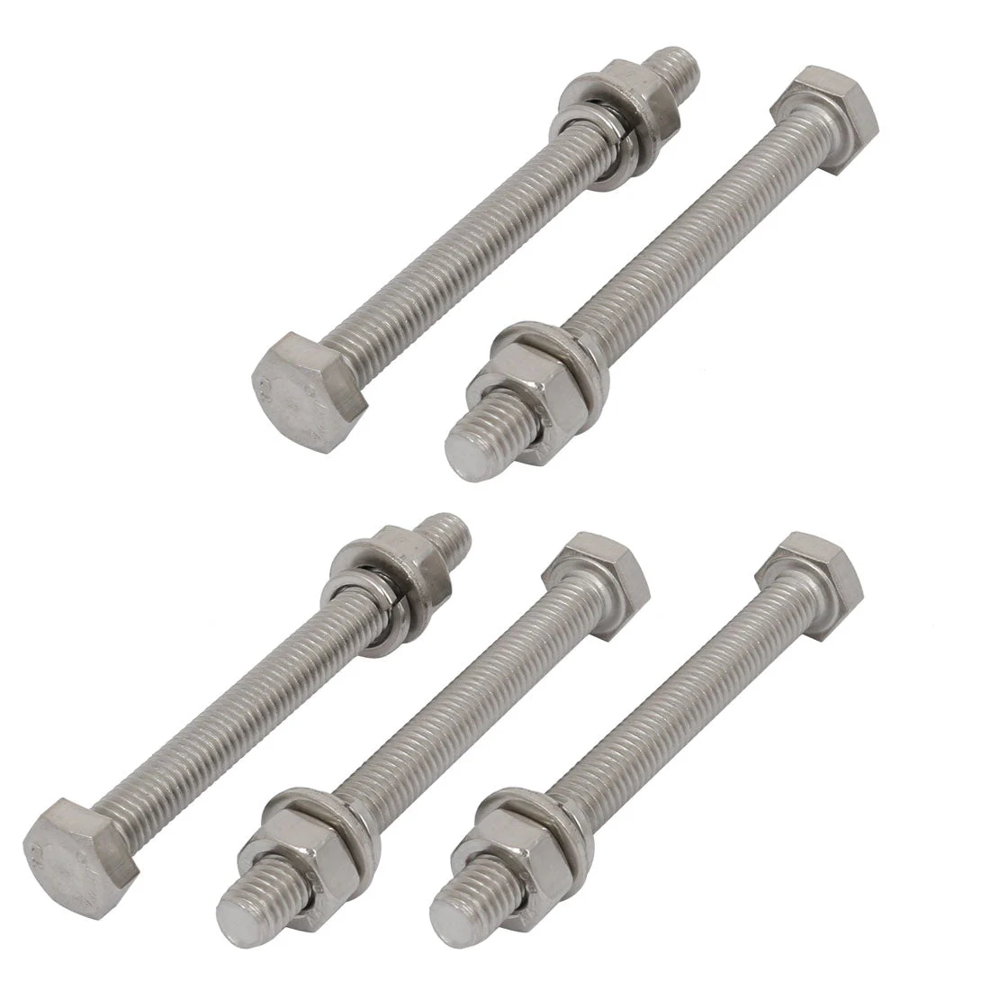 5 Set M6x60mm 316 Stainless Steel Hex Bolts w Nuts and Washers Assortment Kit