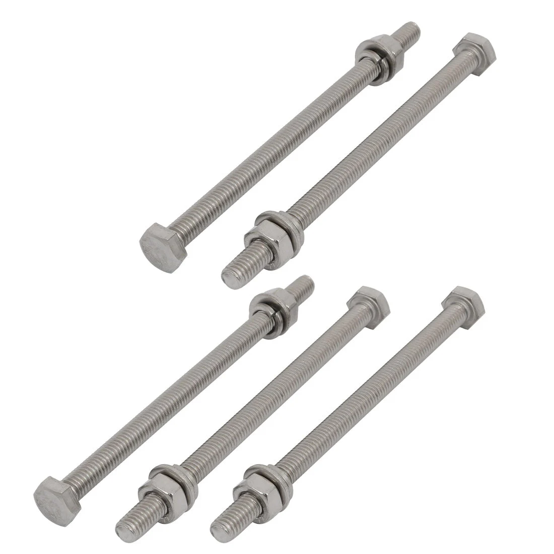 5 Set M6x100mm 316 Stainless Steel Hex Bolts w Nuts and Washers Assortment Kit