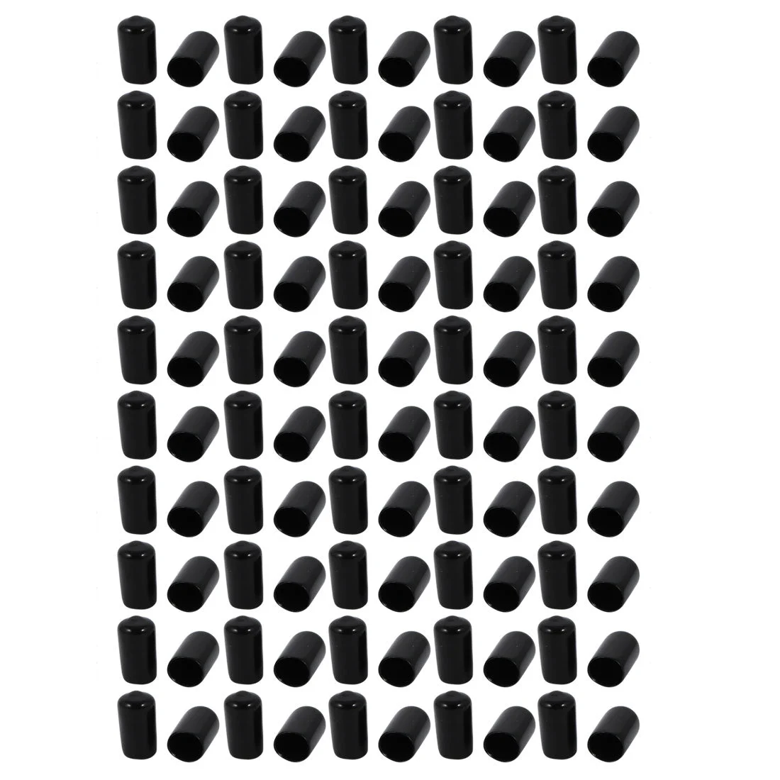 100 Pcs 10mm Inner Dia PVC Vinyl End Cap Bolt Screw Thread Protector Black