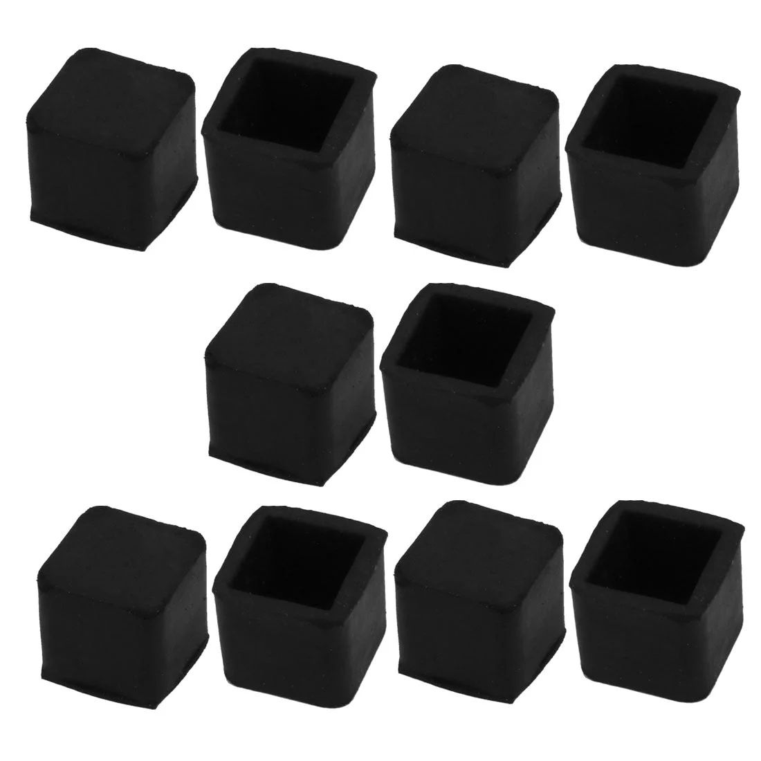 10Pcs Furniture Table Chair Square Rubber Leg Tip Cap 15mm x 15mm