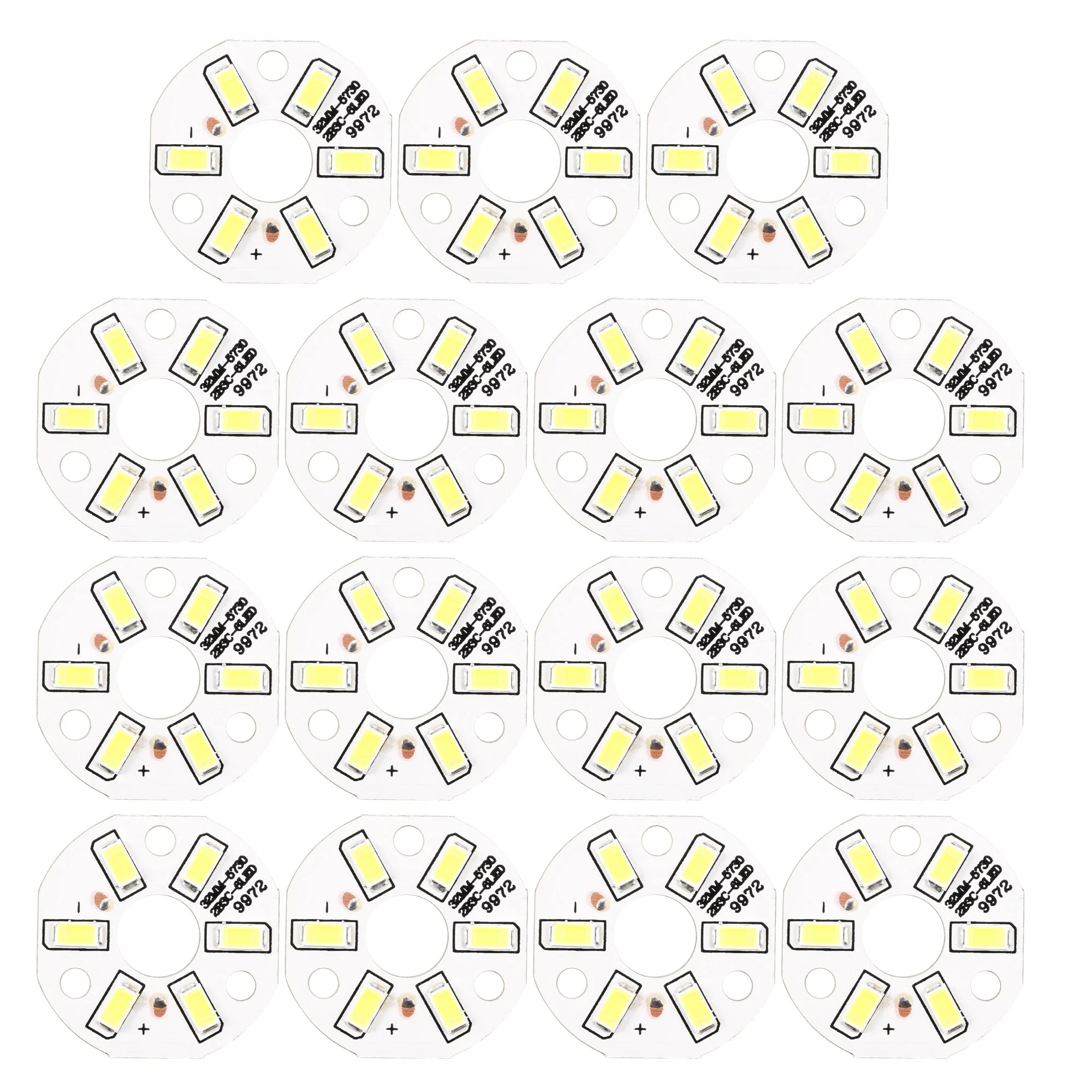 300mA 3W 6 LEDs 5730 Surface Mounted Devices LED Chip Module Aluminum Board Pure White Super Bright 32mm Dia 15pcs