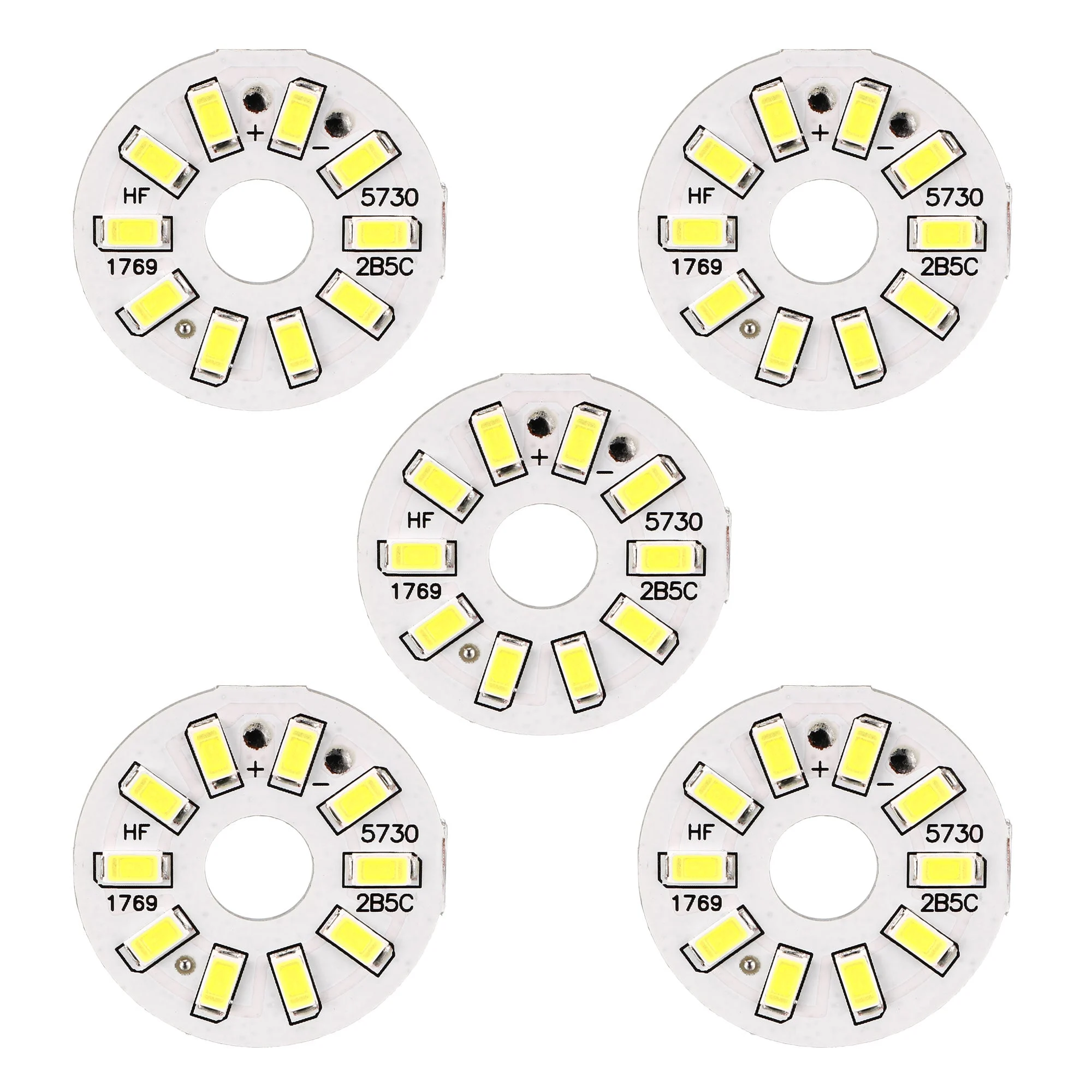 300mA 5W 10 LEDs 5730 Surface Mounted Devices LED Chip Module Aluminum Board Pure White Super Bright 35mm Dia 5pcs