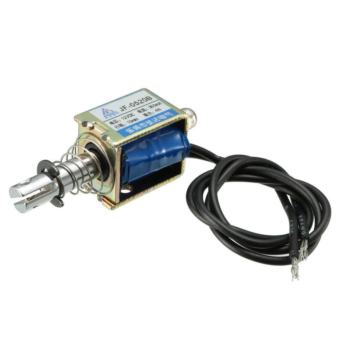 JF-0520B DC 12V 300mA 3.6W 4N 10mm Pull Push Type Linear Motion Solenoid Electromagnet