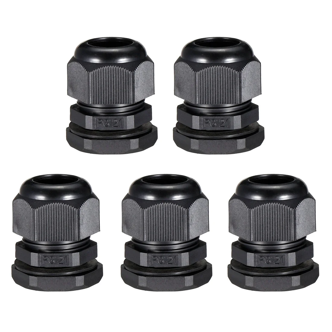 5Pcs PG21 Cable Gland Waterproof Connector Plastic Wire Glands Joints Black for 14mm-19mm Dia Wires
