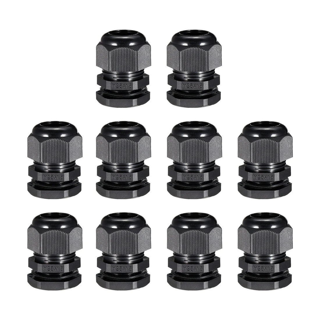 10Pc M25 Cable Gland Waterproof Plastic Wire Glands Joint Black for 10-16mm Dia