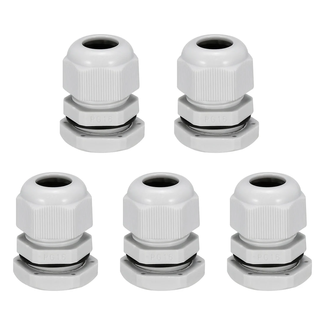 5Pcs PG16 Cable Gland Waterproof Plastic Joint Adjustable Locknut White for 10mm-13mm Dia Cable Wire