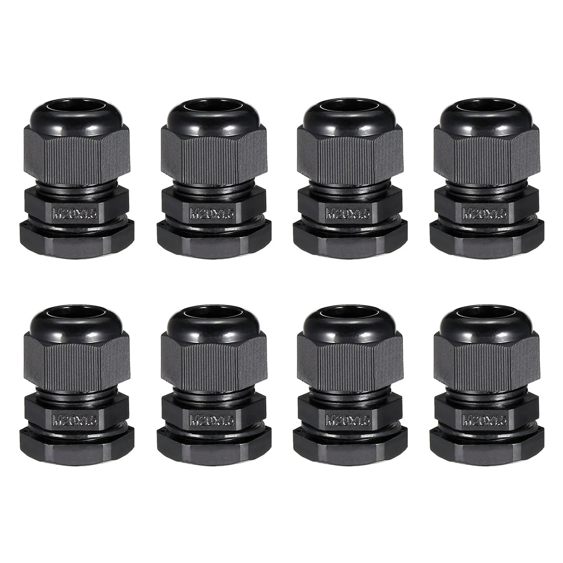 8Pcs M20x1.5 Cable Gland Waterproof Plastic Joint Adjustable Locknut Black for 6mm-12mm Dia Cable Wire