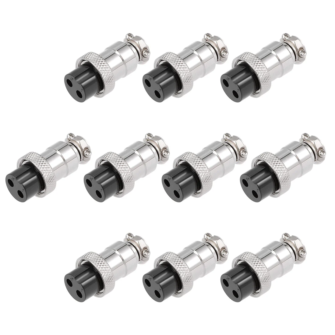 10PCS Aviation Connector 16mm 2P 7A 125V DF16 Waterproof Female Wire Panel Power Chassis Metal Fittings Connector Aviation Silver Tone