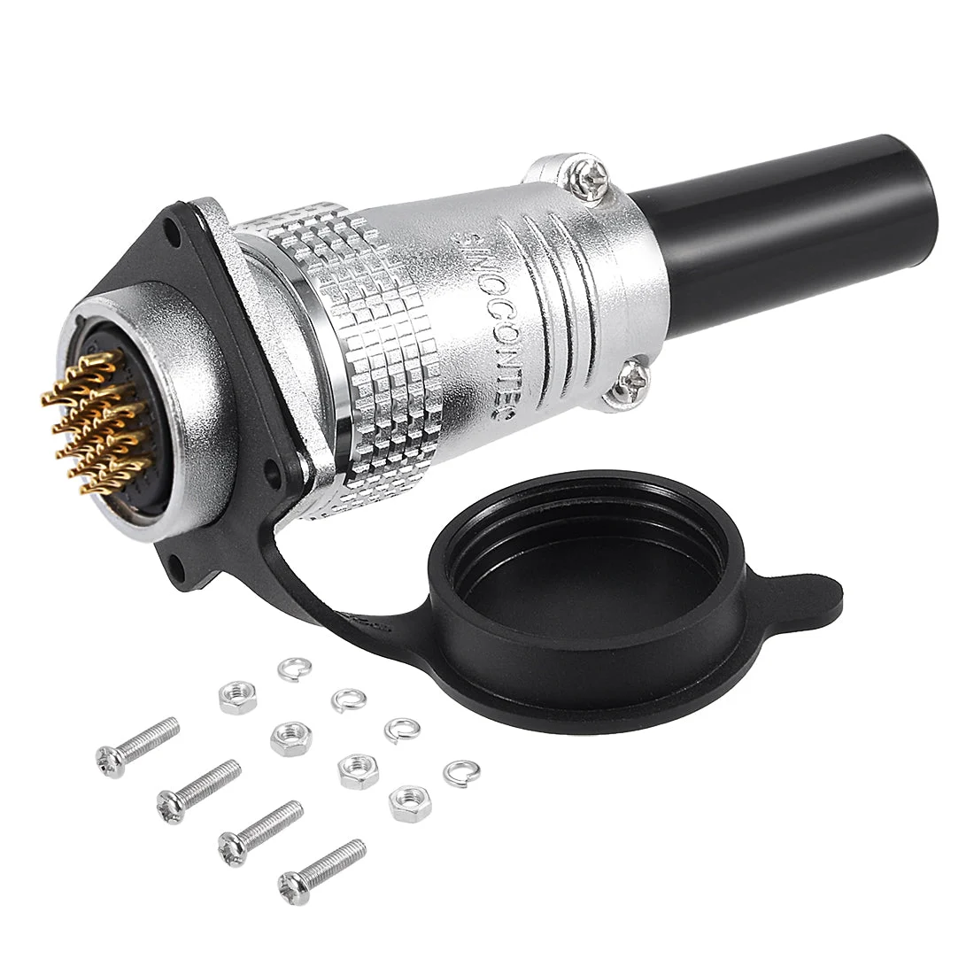 Aviation Connector Plug,28mm 24 Pin 7A 150V P28-24 Waterproof Male Wire Panel Power Chassis Metal Fittings Connector Aviation Silver Tone