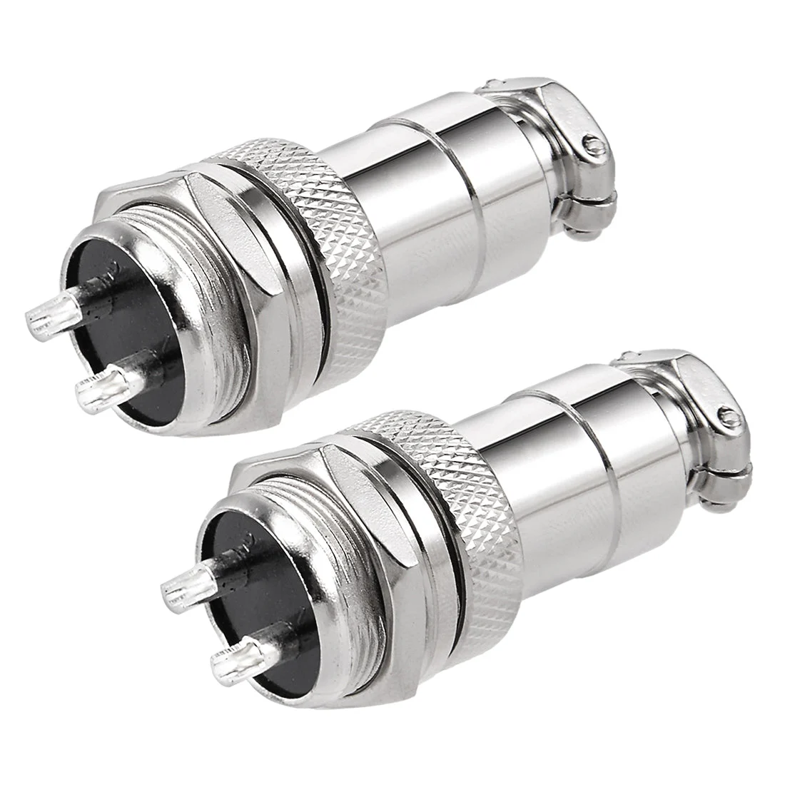 2pcs Aviation Connector 16mm 2P 7A 125V GX16-2 Waterproof Male Wire Panel Power Chassis Metal Fittings Connector Aviation Silver Tone